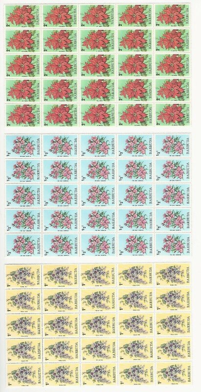 Barbuda, Postage Stamp, #170-173, 175, 178-181 Block of 25 Mint NH, 1974,  JFZ