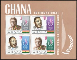 Ghana 351a sheet, MNH. Michel Bl.35. Human Rights Year IHRY-1968.