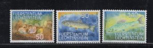 Liechtenstein #865-67 (1987 Fish set) VFMNH CV $3.10