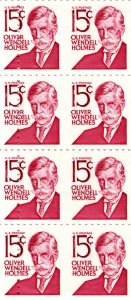 1288b MNH Pane of 8, 15¢ Oliver Windell Holmes Misperforated Error Pane