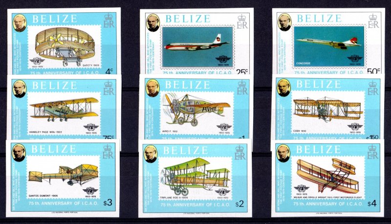 Belize 1979 Sc#440/448 CONCORDE/POWERED FLIGHT/ROWLAND HILL Set IMPERFORATED MNH