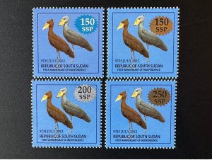 2017 South Sudan Mi. 17 I+II / 19 / 20 Bird Bird Surcharge2 Overprint-