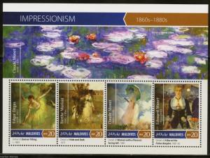 MALDIVES 2015 IMPRESSIONISM DEGAS MORISOT MANET & MONET SHEET MINT NH