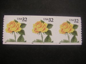 Scott 3054, 32 cent Yellow Rose, PNC3 #5555, MNH Coil Beauty