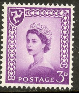 GREAT BRITAIN REGIONALS / ISLE OF MAN 1958 3d QE2 WILDING Sc 2 MNH