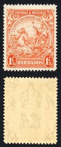 Barbados SG231d 1 1/2d Orange Major re-entry U/M