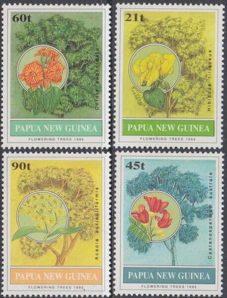 PAPUA NEW GUINEA Sc # 794-7 CPL MNH FLOWERING TREES