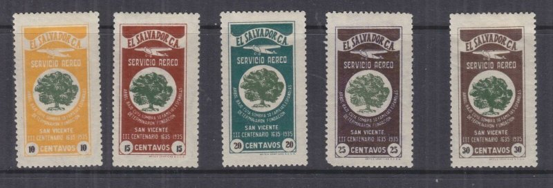 EL SALVADOR, 1935 Air, San Vicente set of 5, lhm.