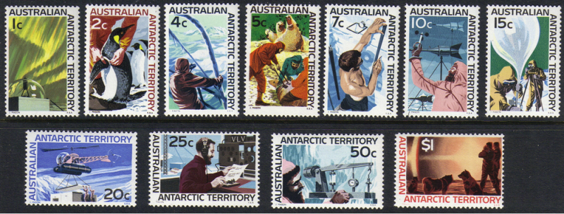 Australian Antarctic Territory #L8-18, MNH set, various scenes, issued 1966-68