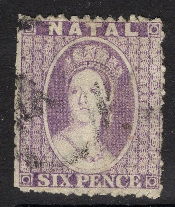 NATAL SG23 1863 6d LILAC USED