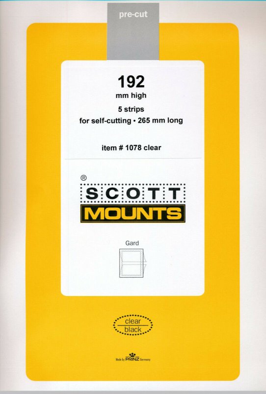 Prinz Scott Stamp Mount 192/265 mm - CLEAR - Pk of 5 (192x265 192mm)  STRIP 1078