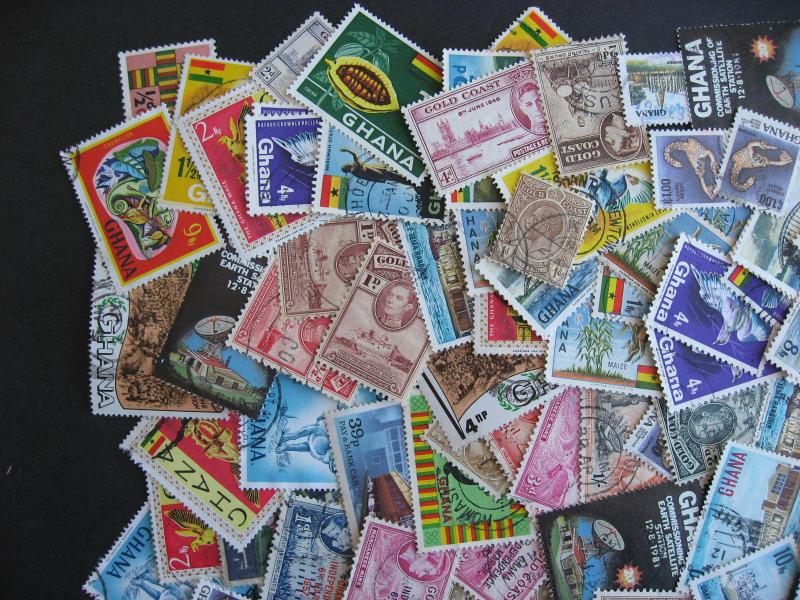 Hoard breakup mixture 100 Ghana/Gold Coast. Duplicates & mixed condition