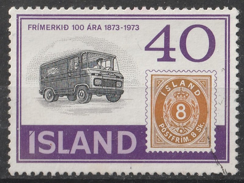 Iceland 1973 Centenary of the 1st Icelandic Postage stamps 40k (1/5) USED