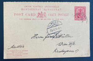 1908 Montserrat Postal Stationery reply Postcard Cover To Vienna Austria