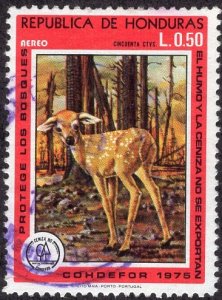 Honduras C596 - Used - 50c Fawn / Burned-out Forest (1976) (cv $0.55)