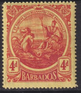 1916-18 Barbados Seal of the Colony 4 pence issue MVLH Sc# 133 CV $1.50