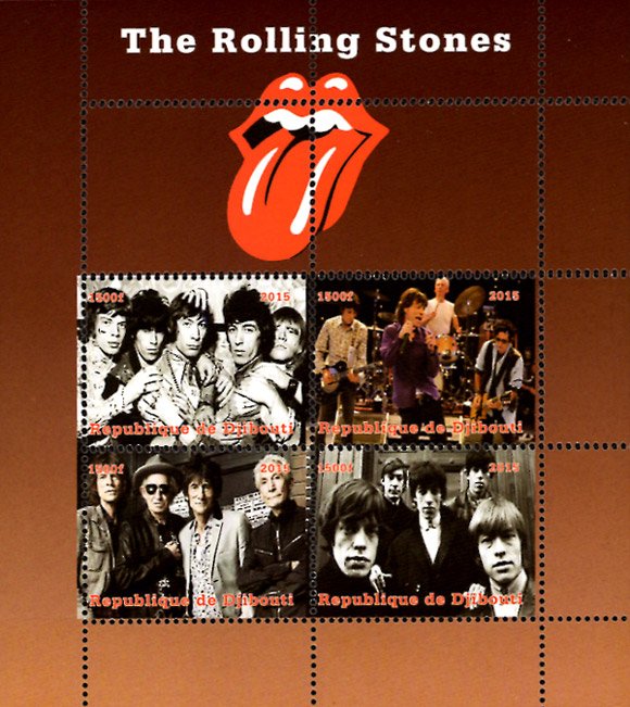 Djibouti 2015 The Rolling Stones Singers Music 4v Mint Souvenir Sheet S/S (#06)