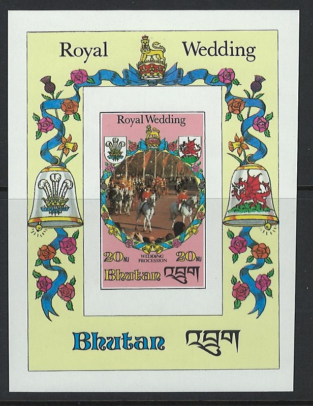 Bhutan Scott 321 MNH! Souvenir Sheet! Royal Wedding 1981!
