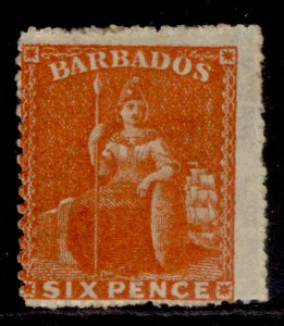 BARBADOS QV SG31, 6d bright orange-vermilion, M MINT. Cat £160.