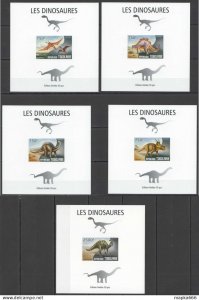 Lx052 Imperf 2014 Togo Dinosaurs Prehistoric Animals !!! Uv Cardboard 5Bl Mnh