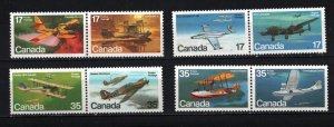 CANADA 1979-1980 AVIATION SET OF 8 STAMPS MNH