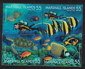 Marshall Is. Fish Scuba Diver Undersea World Block of 4 1995 MNH SG#596-599