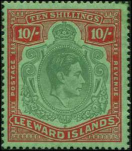 Leeward Islands SC# 114 SG# 113 George VI 10shillings MH light rght corner creas