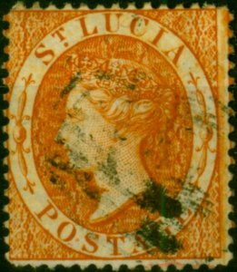 St Lucia 1876 (1s) Orange SG18 Fine Used