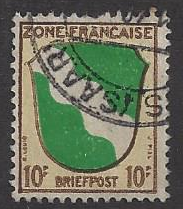 Germany#4N5 used single, Rhine Prov. issued under French occupation, issued 1945