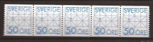 1985 Sweden -Sc 1434 -MNH VF- Coil Strip of 5 - Fox and Geese - Back #10