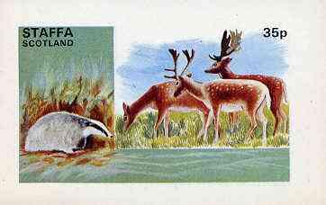Staffa 1973 Wildlife (Badger & Deer) imperf souvenir ...