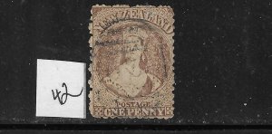 NEW ZEALAND SCOTT #42 1871 1P (BROWN) PERF 10X 12 1/2- WMK 6- USED