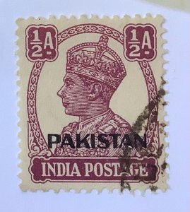 Pakistan 1947 Scott 2 used - ½A, King George VI