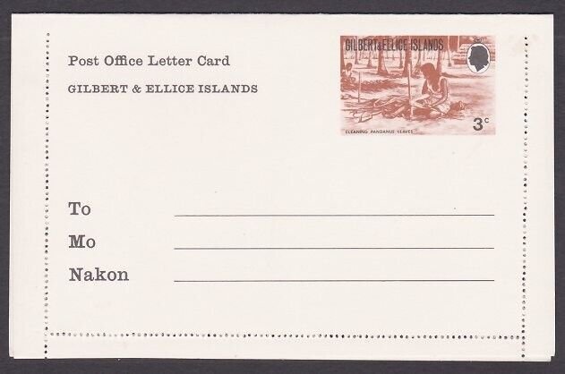 GILBERT & ELLICE IS 1970s 3c letter card fine unused.......................a4086