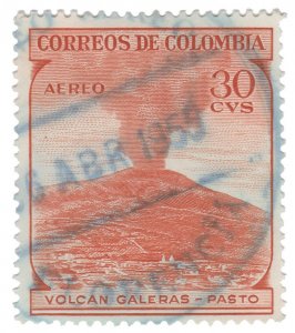 COLOMBIA AIRMAIL STAMP 1954. SCOTT # C244. USED. # 10