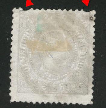 Portugal Scott 33 Used King Luiz 240 Reis , p12.5 few short perfs at top Hi CV