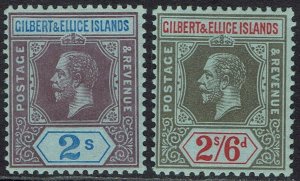 GILBERT & ELLICE ISLANDS 1912 KGV 2/- AND 2/6