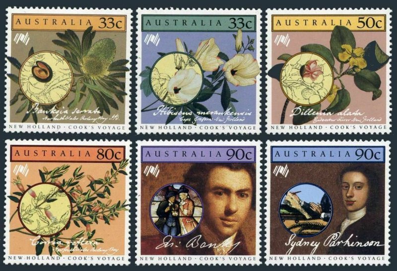 Australia 976-981, MNH. Mi 960-965. Cook's New Holland Expedition, Plant, 1986.