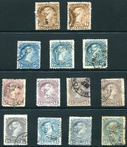 1868-76 Canada Large Queens - Used set #27b(2) 28(x2) 29(x4) 30(x4)  Cv$1566