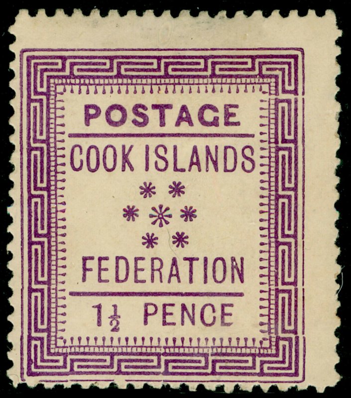 COOK ISLANDS SG2, 1½d mauve, M MINT. Cat £48.