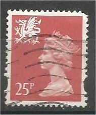 GREAT BRITAIN, WALES, Machins, 1993, used 25p salmon, Scott WMMH60