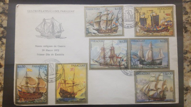 U) 1972, PARAGUAY, ANCIENT WAR SHIPS, FDC