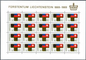 Liechtenstein 461 sheet, MNH. Michel 481. Telegraph system, 1969. Arms.