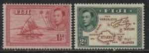 Fiji KGVI 1938 1 1/2d (empty canoe) and 2d (no 180 degrees) mint o.g.