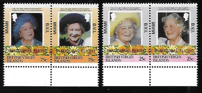 British Virgin islands 1986 O/P Miami inaugural flight Sc 528-531 MNH A1478