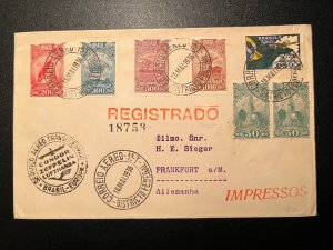 1936 Registered Brazil Airmail Cover Federal District to Frankfurt Germany