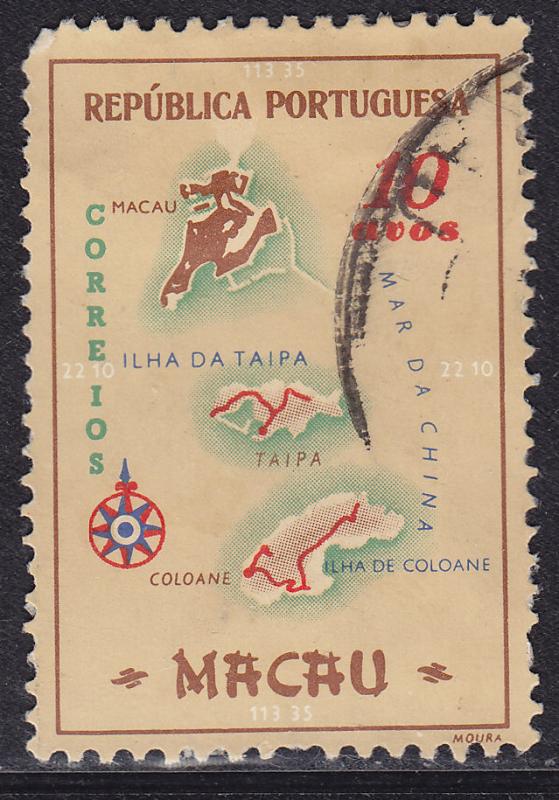 Macao 386 USED 1956 Macao Colony Map