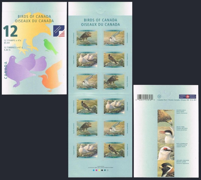 Canada 1843-1846 ab booklet, MNH. Birds 2000. Warbler, Osprey, Loon, Jay.