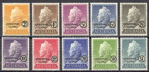 Christmas Island Sc# 1-10 MH 1958 overprint Queen Elizabeth II