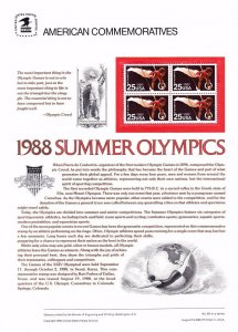 USPS Commemorative Panel 315 1988 Summer Olympics #2380 Block/4 Mint